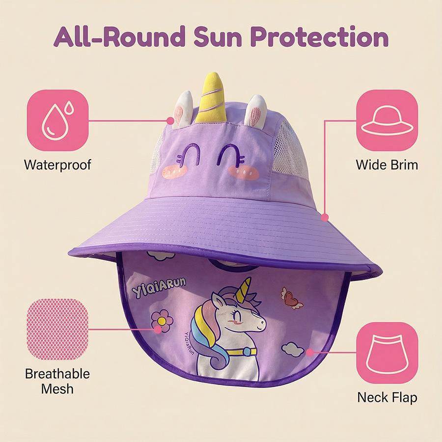 New children's sun hats for ages 3 to 8 – baby sun hats, beach hats, hats with UV protection functions. These summer-style hats
