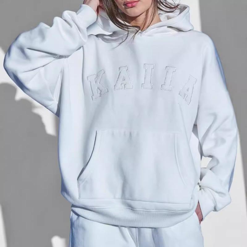 Осенне-зимний новый модный брендовый спортивный удобный комплект из двух предметов с капюшоном и вышитым логотипом