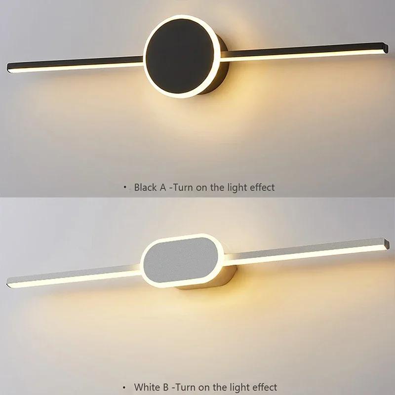 Современный светодиодный настенный светильник, зеркало, декоративная длинная полоса света, круглое квадратное основание, золотые настенные бра для туалета, душа, освещения отеля