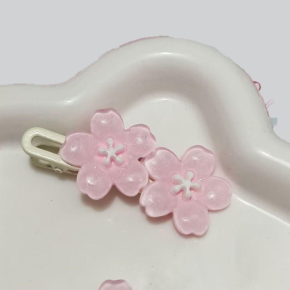 Прозрачные заколки для волос 'Цветущая вишня' Синие Розовые Кружевные Заколки Милая Цветочная Заколка-Крокодильчик Заколка для Чёлки Аксессуар для Головного Убора Универсальный Новый