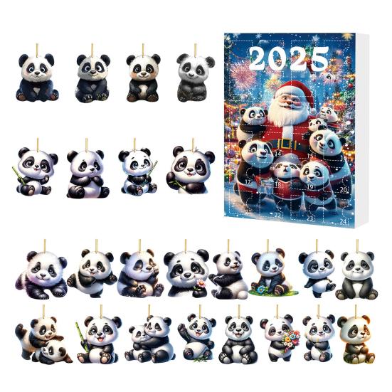 2025 Рождественский Панда Адвент-календарь Мультяшный 2D Акриловый Подвеска Панда Календарь Обратного Отсчета Многофункциональные Домашние Украшения