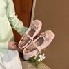 2025 Women's Fashion Single Shoes Spring New Round Head Shallow Mouth Bow Lace Metal Buckle Soft Sole Non-slip Flat Shoes