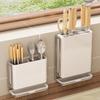 Wall-Mounted Multifunctional Knife and Cutlery Holder with Integrated Chopstick Storage