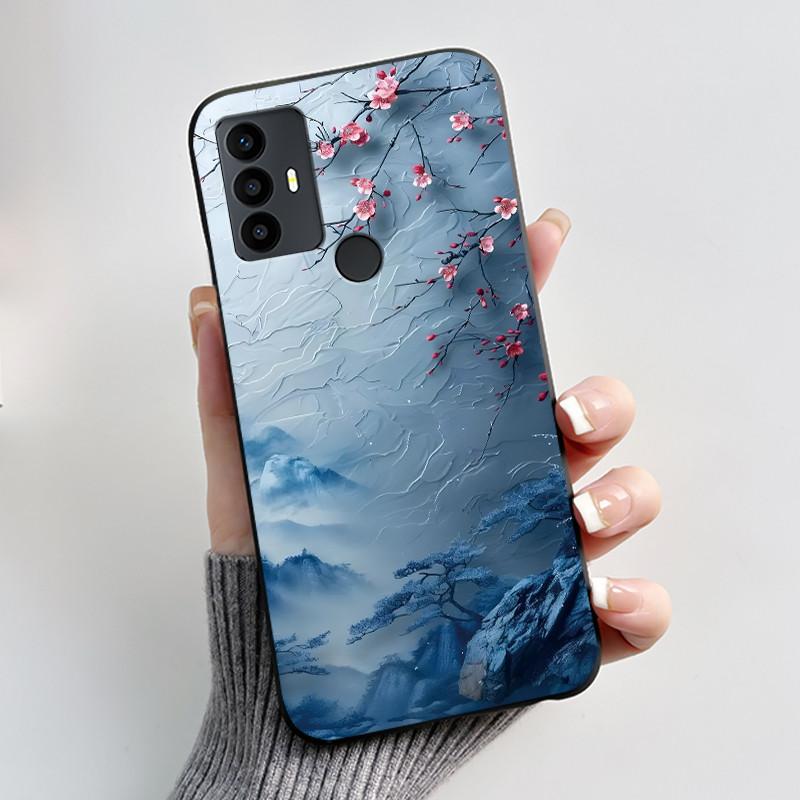 Cute Case For TCL 30 SE Protective Cover For TCL 30E Funda For TCL 306 305 Printing Shell Soft Silicone Cartoon Black Casing