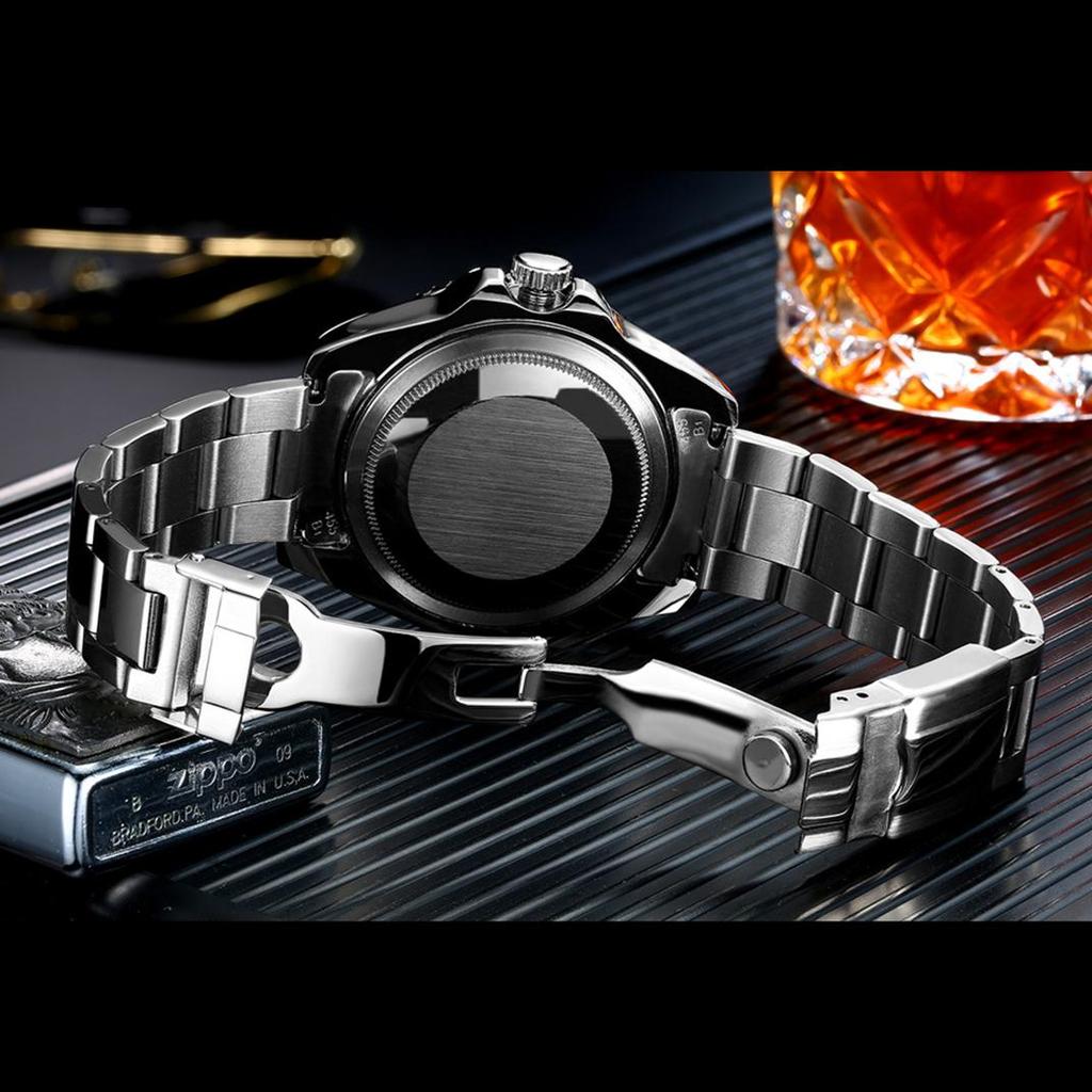 Paulareis Полностью автоматические механические светящиеся однотонные стальные ремешки, синие, красные и зеленые мужские часы с лапшой, автоматические часы