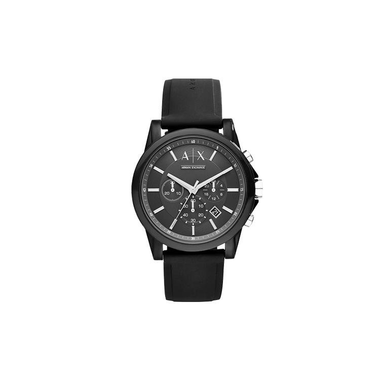 Armani Exchange AE Наручные часы Кварцевый механизм Силиконовый ремешок 44 мм Черный циферблат Мужские часы AX1326