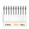 10PCS 3x6mm  Carbide Burrs Rotary Drill Grinder Carving Bit Double Cut Hand Tools Power Tool Accessories Household Supplies