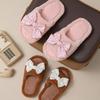 Bow Open Cotton Slippers Warm Fluffy Slippers Home Plush Slippers