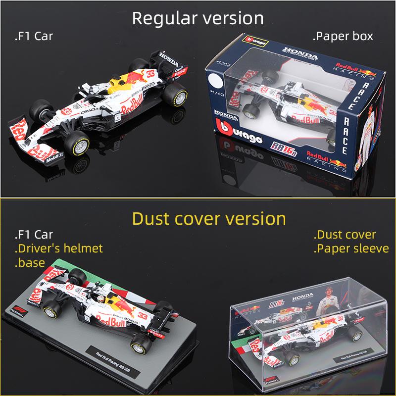 Ббураго 1:43 Ферстаппен F1 Модель автомобиля из сплава Red Bull Racing Rb16B Rb19 Rb20 Rb21 Статическая литая игрушка