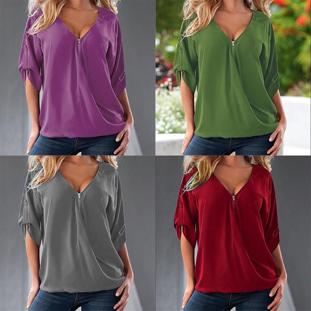 Relaxed Fit Polyester Long Sleeve Vneck Shirt For Women With Spliced Pattern Perfect For Spring