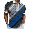 Striped Men's Casual Slim Stretch Breathable 3D Printed Zipper Short-sleeved POLO Shirt