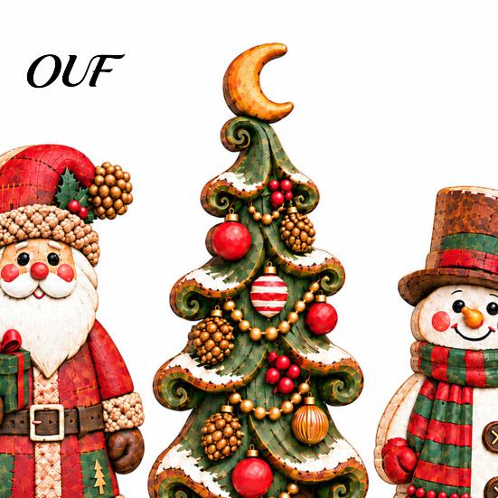 Wooden Holiday Gift for Friends 3 Pcs Christmas Table Decoration, Rustic Snowman Santa Claus Xmas Tabletop Indoor Shelf Decor Sign, 2D Flat