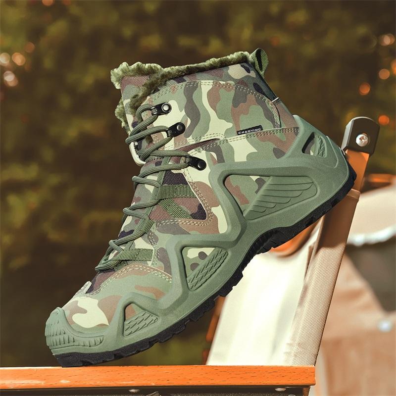 Men's Plus Size Camouflage Fashionable Velvet Warm Outdoor High Top Hiking Shoes Hiking Shoes Outdoor Casual Shoes