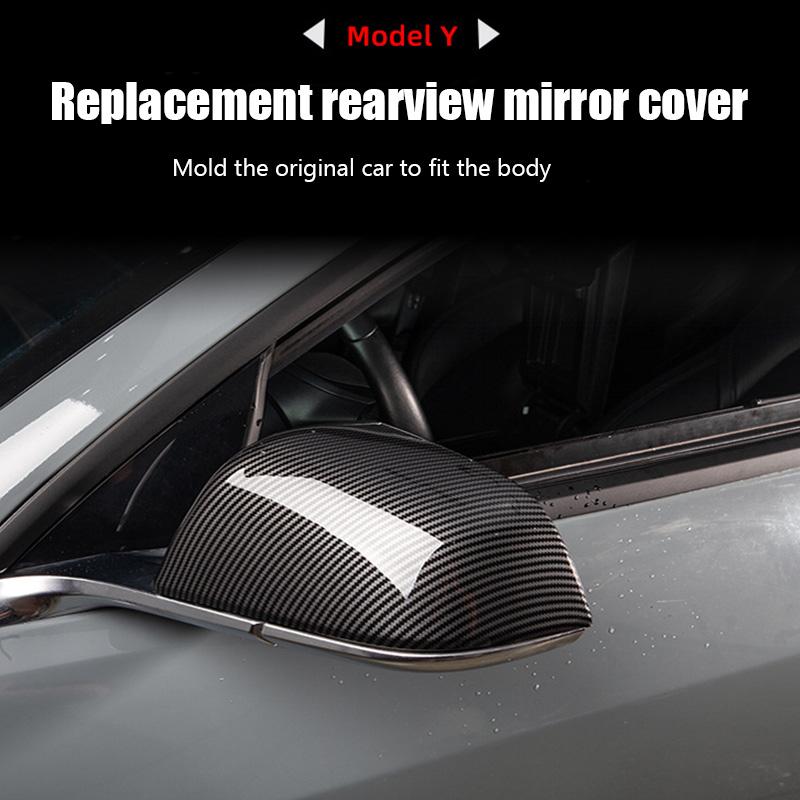 Rearview Mirror Cover for Tesla Model Y 2021-2024 Real Carbon Fiber Side Mirror Shells Add on Frame Replacement Case Protector