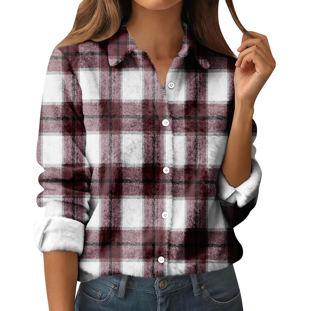 Женская рубашка-блузка с принтом и пуговицами, длинный рукав, повседневный базовый рубашечный воротник, обычный топ