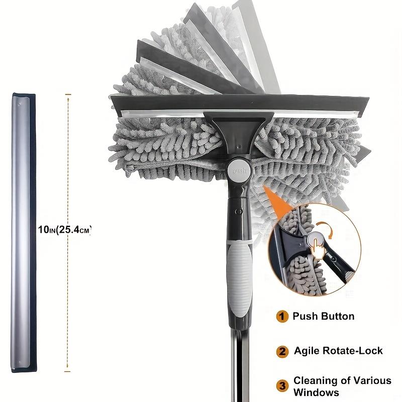 425cm Chenille Glass Wiper Set with Long Handle and Adjustable Length Scraping 2-in-1 Glass Wiper.