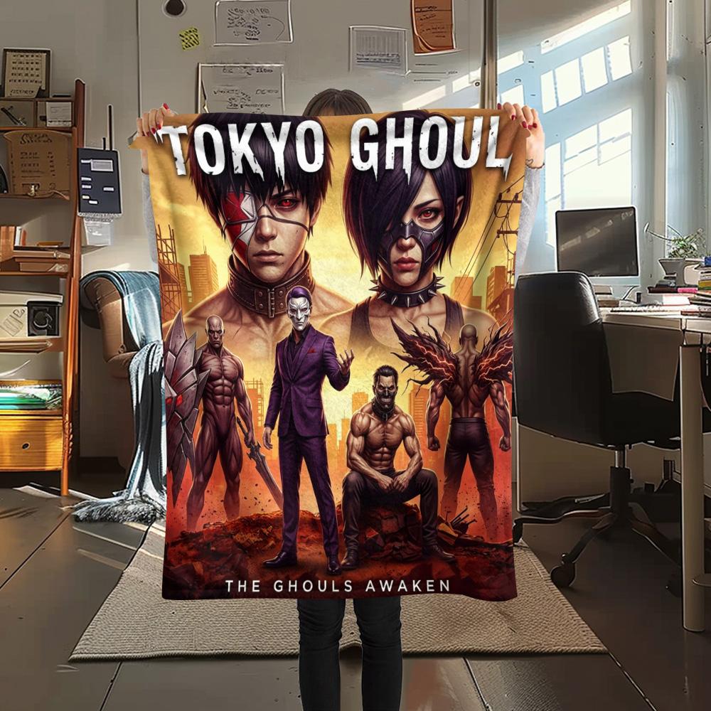 1PC Tokyo Ghoul Patterned Flannel Blanket Suitable For All Seasons For Home Decor Warmth And Comfort Gifts Holiday Present