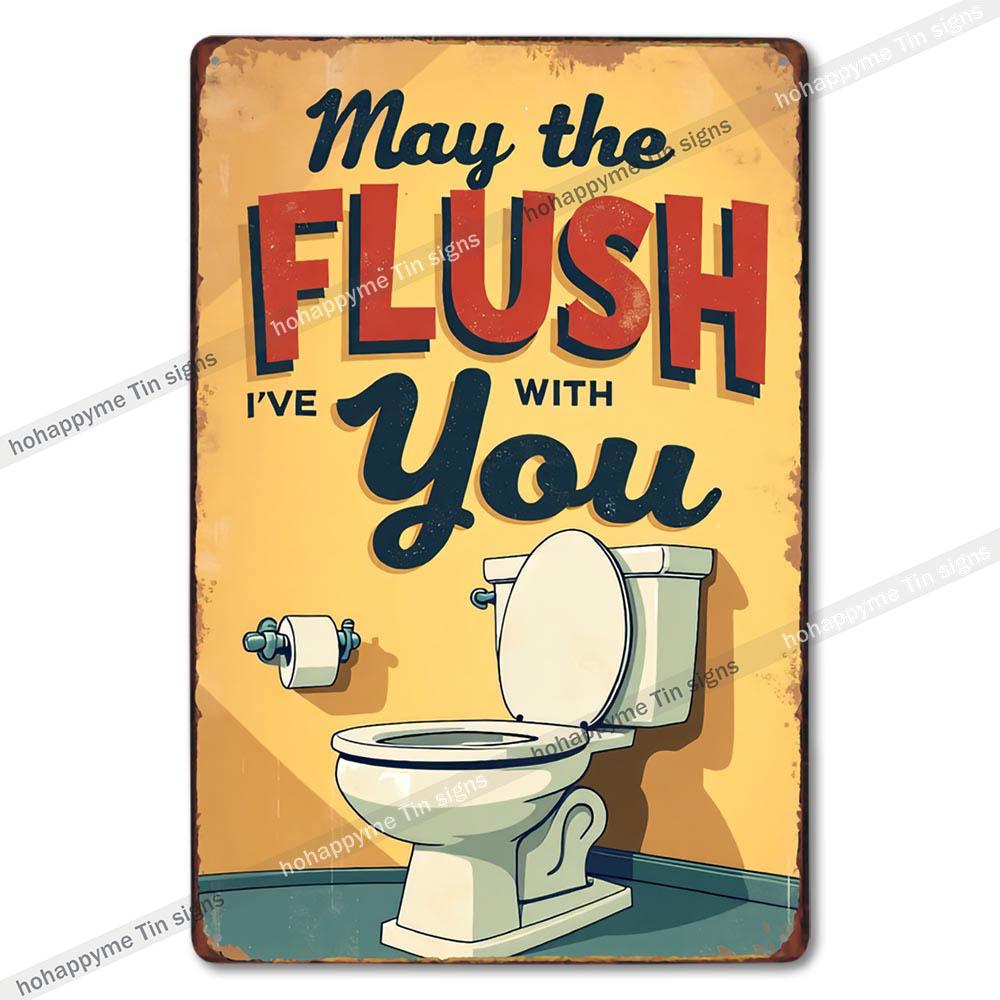 Vintage Metal Bathroom Sign Retro Funny Wall Decor for Home Restroom