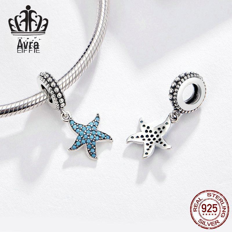 2020 Sterling Silver Starfish Blue Charm Pendant for DIY Bracelets & Necklaces