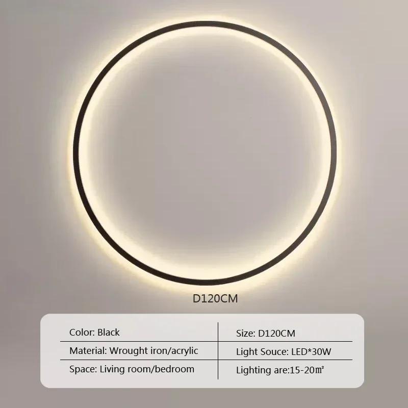Black Modern Circular LED Wall Lamp Home Designer Home Decor Circle Nordic Wall Light Lustre Living Room Bedroom Wall Sconces