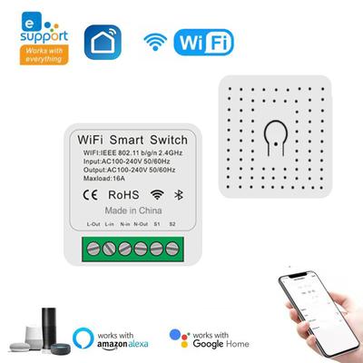 Ewelink Wifi 16a Mini Smart Switch 2-way Control Timer Wireless Switch Voice Control Smart Life App Work with Alexa Google Home