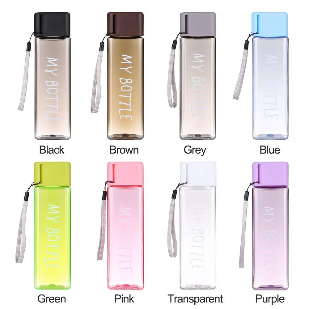 500ML Men Women Plastic Large Capacity Square Sports Water Bottle Coffee Juice Cup Drinking Cup