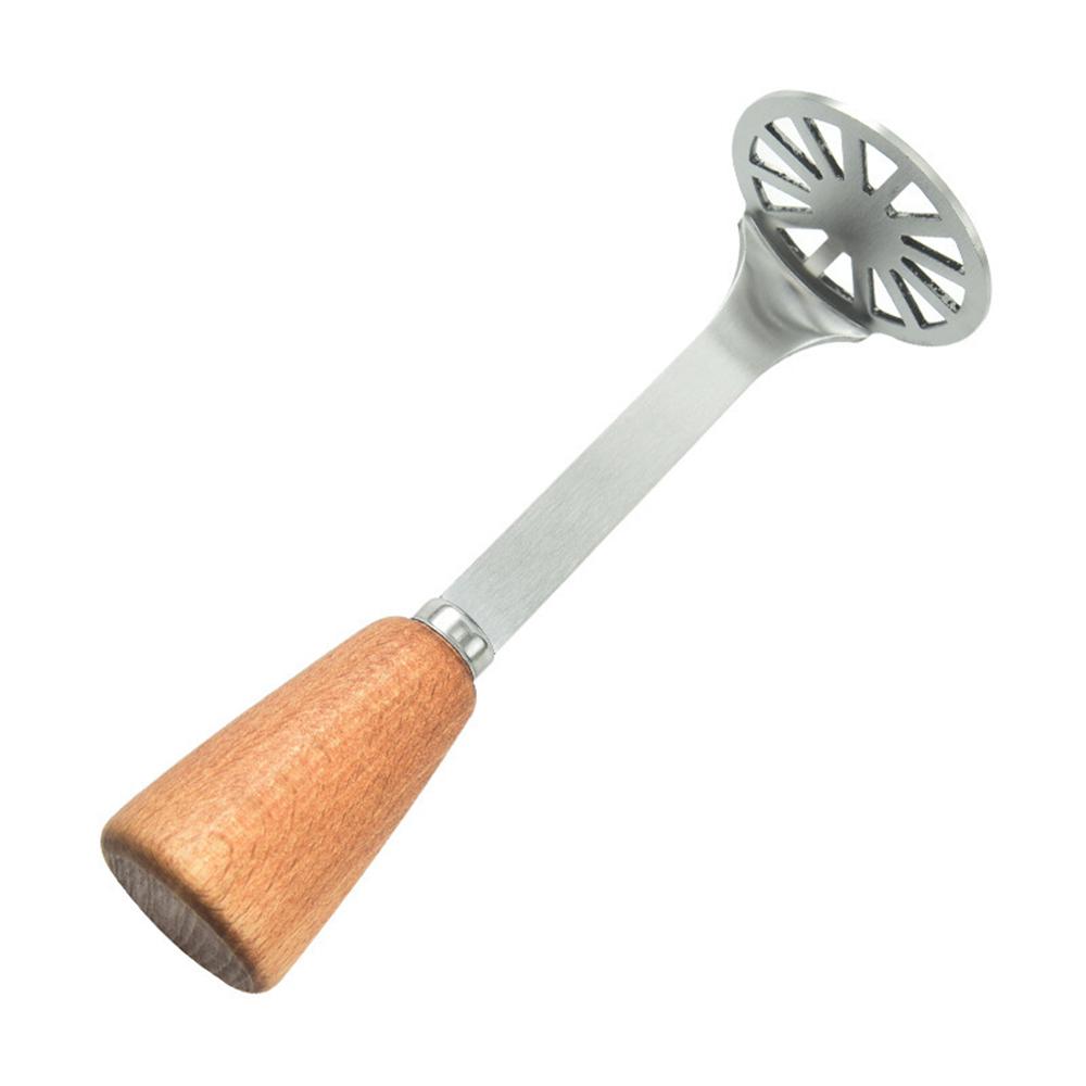 Mini Potato Masher with Wood Non Slip Handle,Stainless Steel Masher Kitchen Tool
