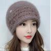 Winter New Double-layer Knitted Hollow Flower Squirrel Velvet Warm Small Crimping Stack Ear Protector Bag Head Women's Hat