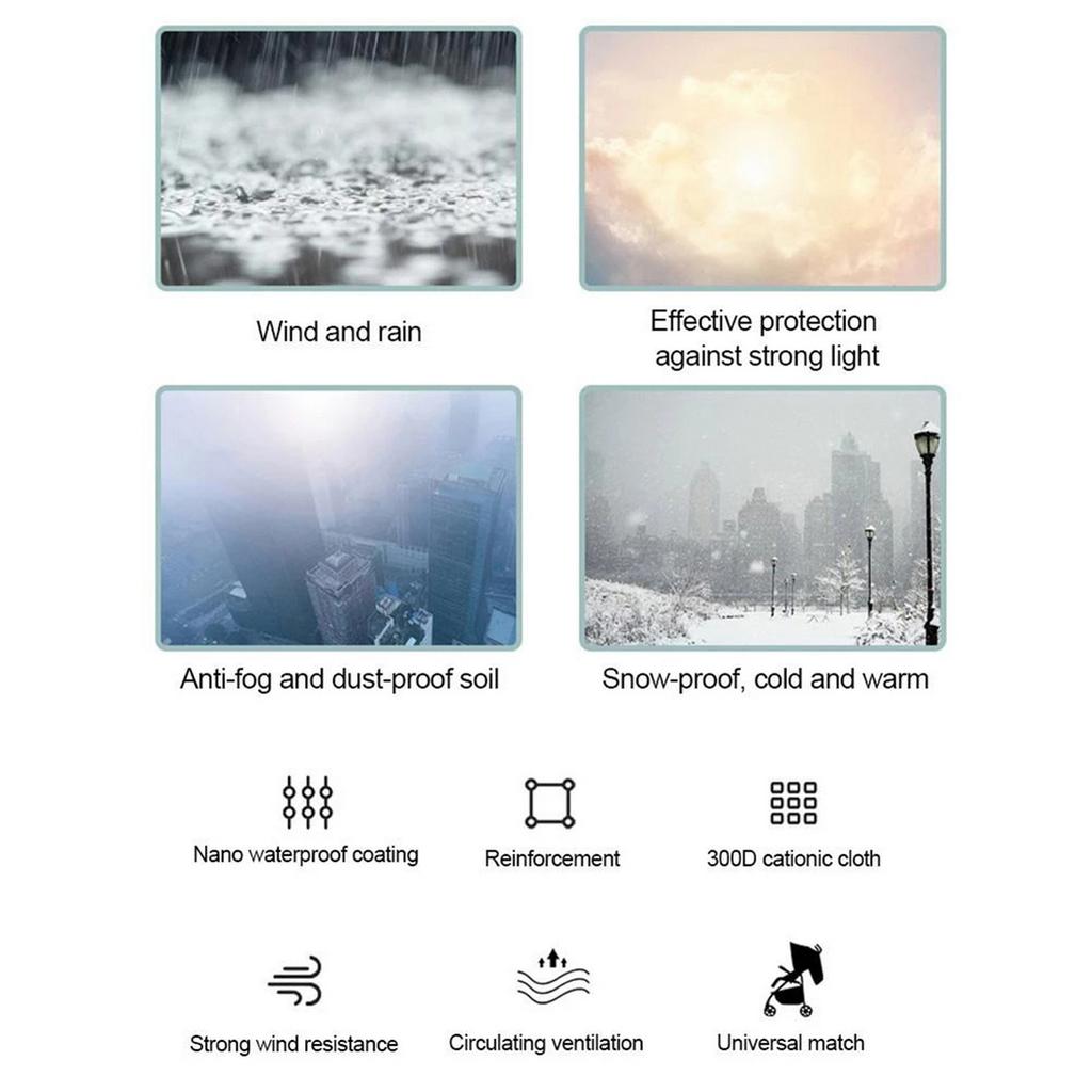 Universal Stroller Rain Cover EVA Clear Baby Pram Rain Cover Rainproof Waterproof Windproof Cover