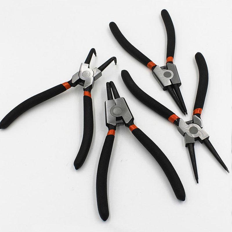 7'' Плоскогубцы с длинным носом Прямые Изогнутые Плоскогубцы Инструмент для снятия стопорных колец Внутренних Наружных Многофункциональные Плоскогубцы для стопорных колец