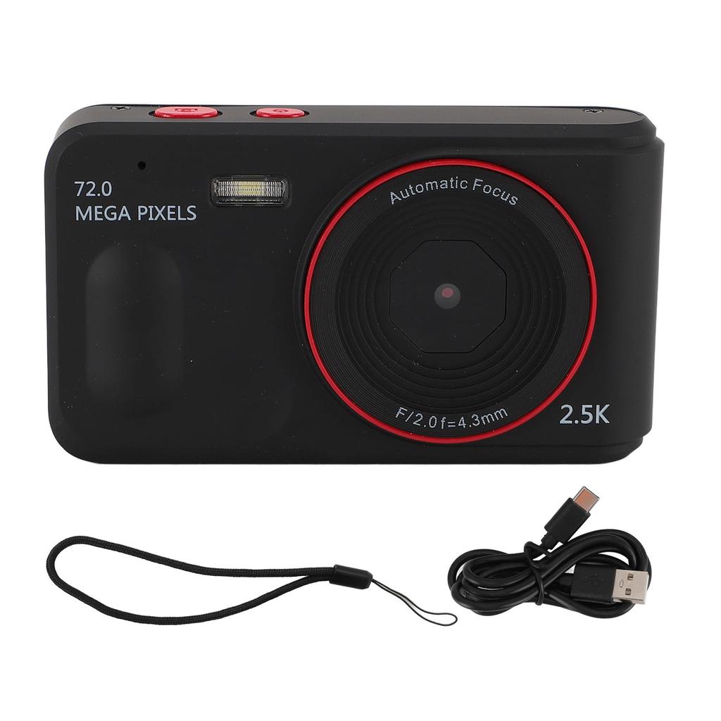 Digital Camera 2.5K 72MP 16x Zoom 2.4 Inch Display Auto Focus Compact Video Camera MP3 Player with