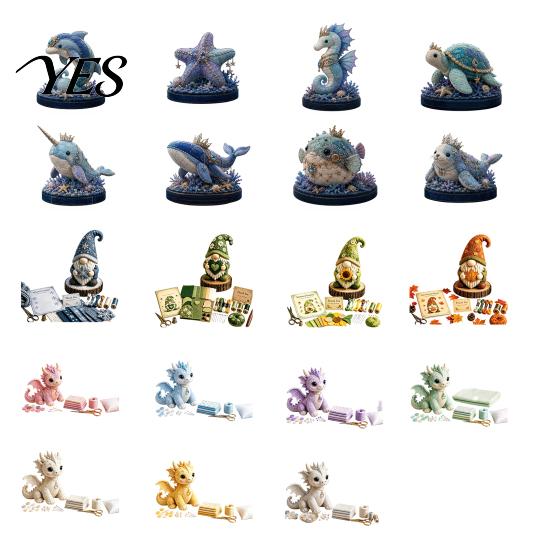 Kids Sea Animal Kit DIY Patchwork Doll Kit, Handmade Gnome Sewing Set Crafts for Home Decor, Fabric Cartoon Dragon Beginner
