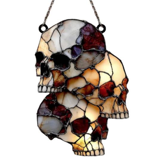 Gothic Style Skull Halloween Pendant 2D Flat Acrylic Capture Sunlight Sun Catcher Halloween Hanging Ornament