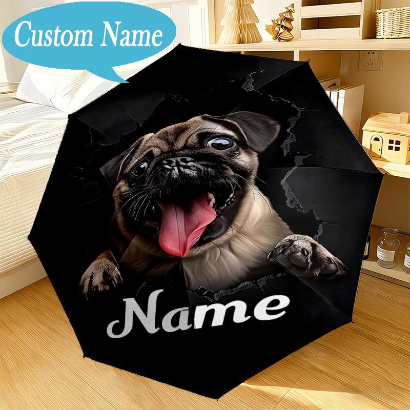 Custom Name Umbrella Pomeranian through hole. Umbrella 8-Frame for Travel, Camping, Casual Lightweight Portable, Essential for Family Gifts