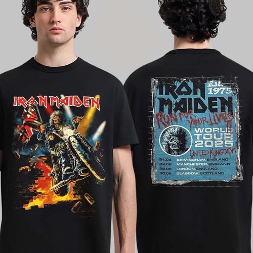 Мужская футболка Iron Maiden Run for Your Lives World Tour 2025 Арнем Petherland Голландский Эксклюзивный Мерч Футболка Gelredome
