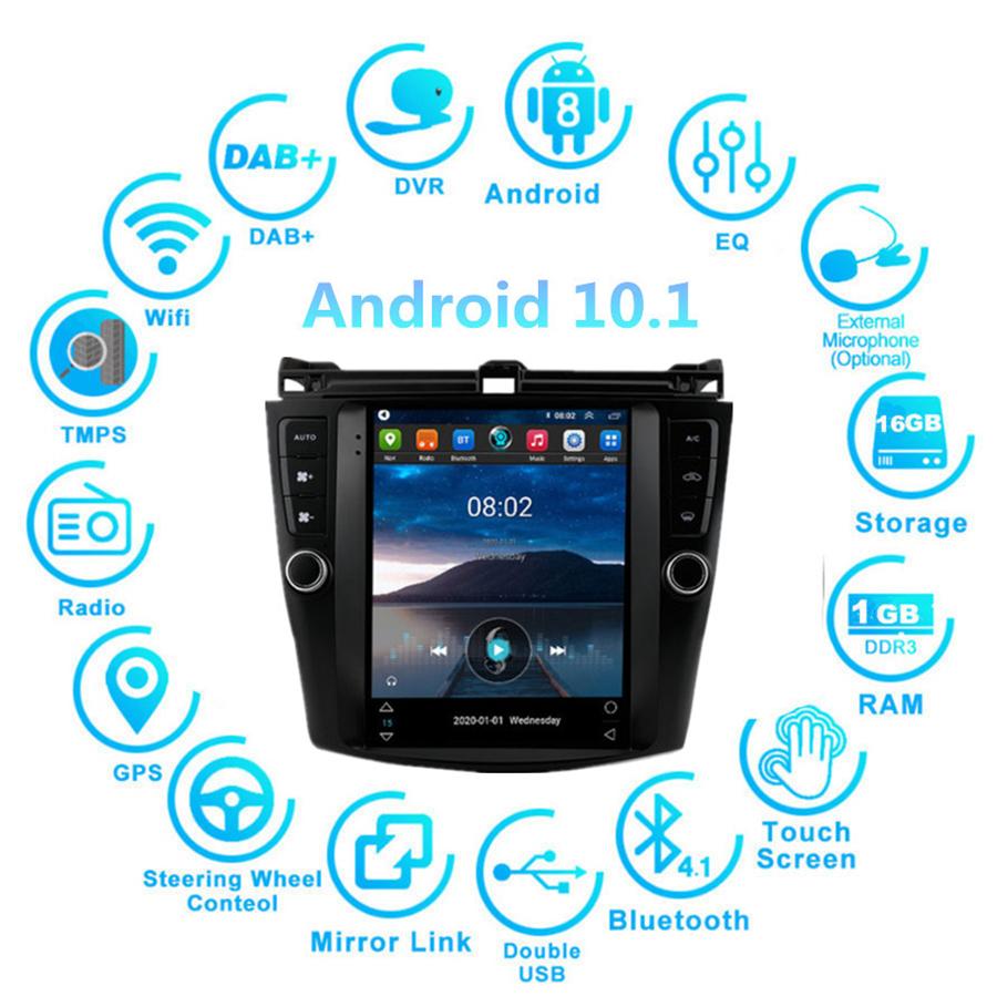 9,7'' Android 10.1 Автомагнитола Радио Навигация GPS 1 ГБ + 16 ГБ Для Honda Accord 7-го поколения 2003-2007