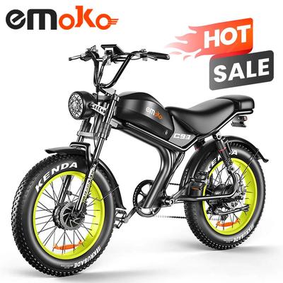 20" Электровелосипед с толстыми шинами Emoko C93-D с 2×1000 Вт, съемной батареей 48 В 23 Ач, гидравлическими дисковыми тормозами, 20×4,0" Pedelec для бездорожья и горных поездок