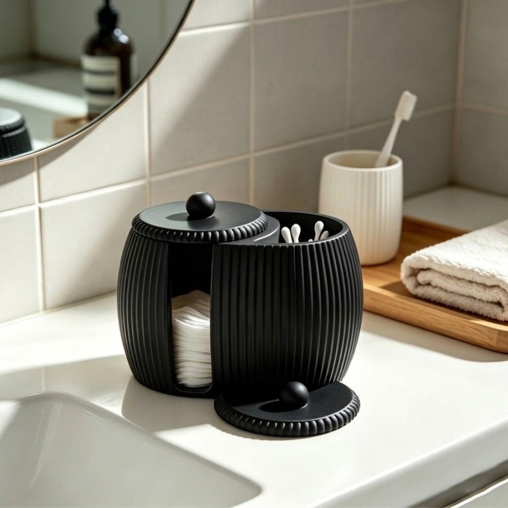 3D Printed Cosmetics Storage Box Striped Pattern Cotton Pad Holder Washbasin Counter Decor