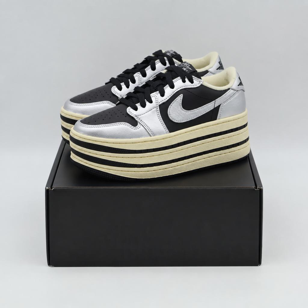 HV8288-001 Nike Air Jordan 1 Triple Stack "Металлический серебристый/Черный" (Женский)