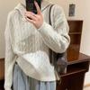 Autumn and Winter New Twist Sweater Women's Hooded Pullover Retro Lazy Loose Soft Waxy Knitted Sweater Sweater Top Women