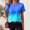 Trendy Comfortable Gradient Printed Short Sleeved Women's Summer Round Neck Casual T-Shirts Women’s