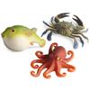 RCOMG Rubber Marine Animal Toys 3 Pieces TPR Stretch Sea Creature Figures Realistic Soft Squishy Animal Toys for Kids Great Bath Toys