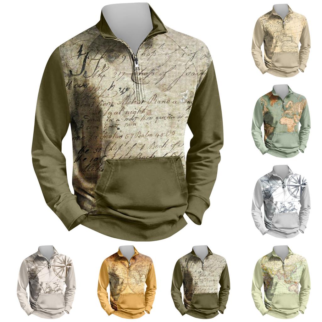 Мужская уличная винтажная модная спортивная футболка с v-образным вырезом и длинным рукавом