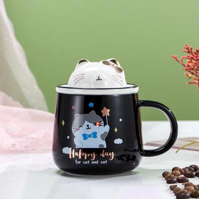 Милая керамическая кружка, чашка с крышкой в виде кошки, кружки, забавные кофейные чашки, красивые чайные кружки, посуда для напитков, оригинальное пивное новогоднее милое угощение