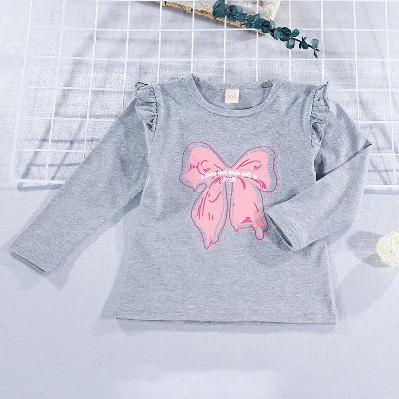 Футболки для девочек, повседневные футболки с круглым вырезом и длинными рукавами для детей, топы