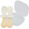 Fergie Baby Mushroom Self-directed Silicone Baby Food Spoon + Fork + Case Set, 1 Set, Beige