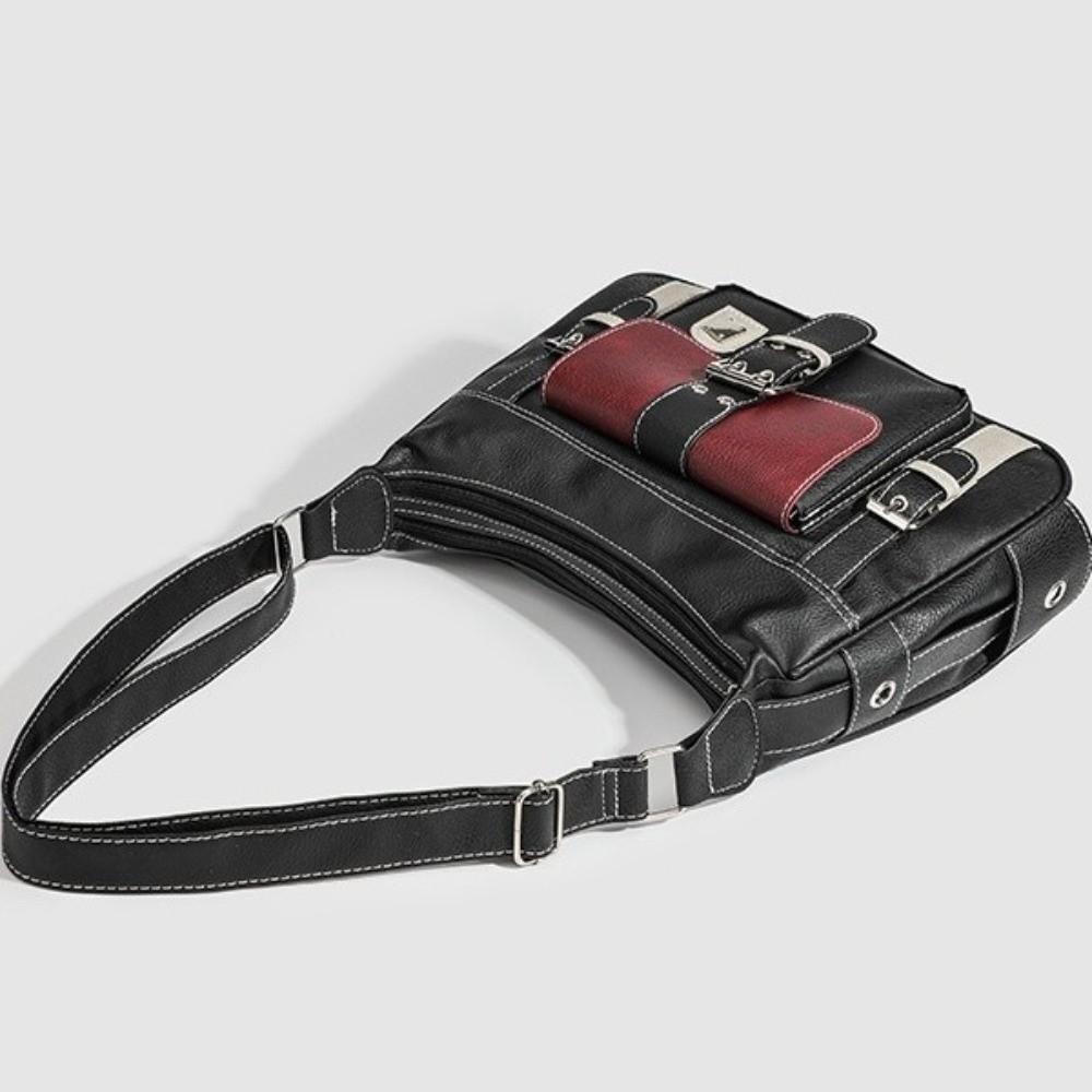 Vintage PU Leather Crossbody Bag Large Capacity Messenger Bag Y2K Tote Bag Traveling