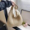 Yogodlns Однотонная плетеная сумка-тоут с перфорацией, дышащая, для покупок, соломенная сумка, легкая, летняя пляжная сумка для женщин