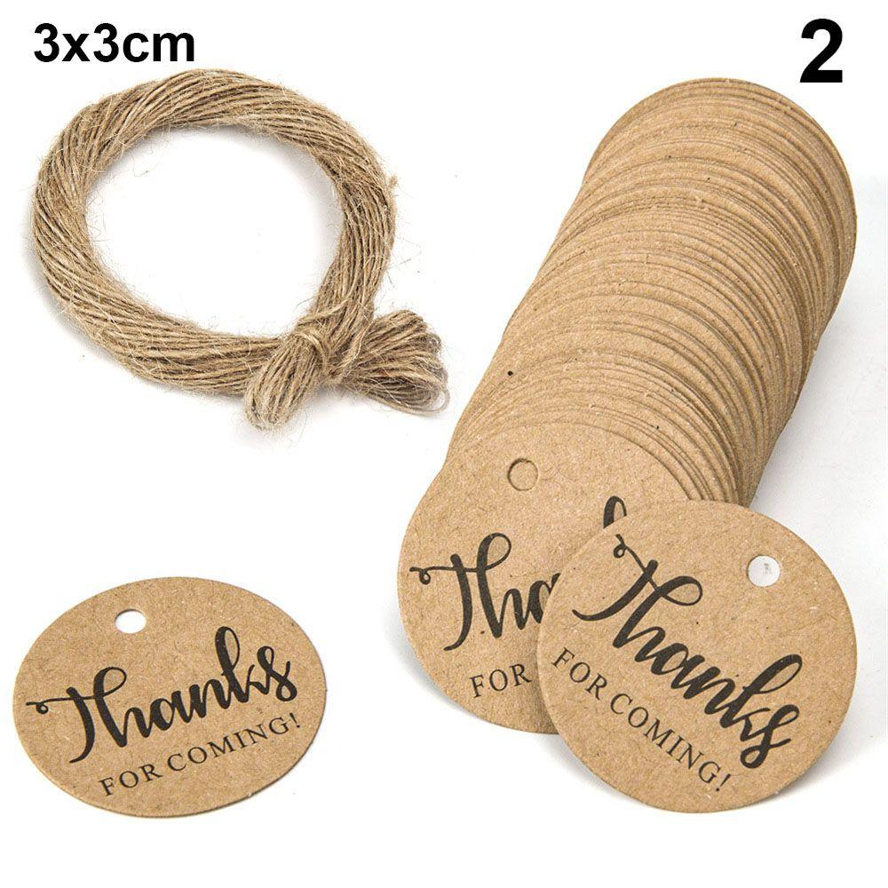 100pcs Cards Wedding Party Luggage Handmade Thank you Hanging Label Jute Twine Kraft Gift Tags