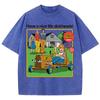 Life Skills Series Printing Washed Tee Shirt Mans Summer Crewneck   Clothes Soft Cotton Short Sleeve Casual T-Shirts